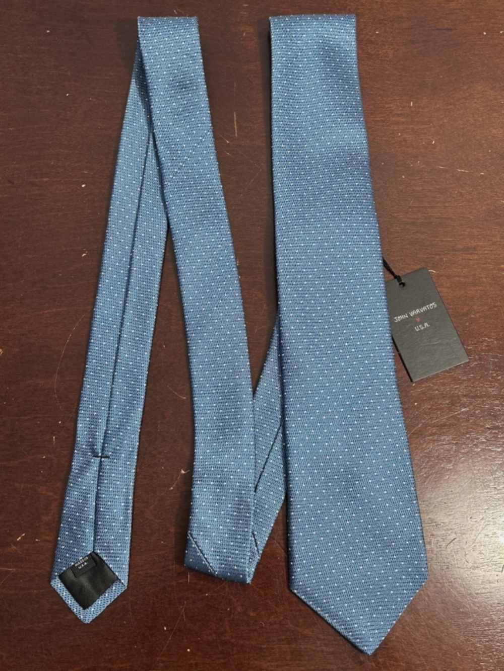 John Varvatos Navy White Dot AOP Pure Silk Men’s Tie 3 Inch Width NWT